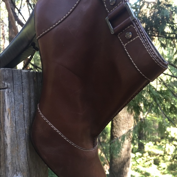 Lands End Canvas leather upper brown booties,HP25x4 - Picture 4 of 6